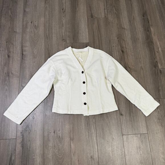 Madewell Waisted Cardigan Sweatshirt WMNS L Off White Button Up V-neck NU853 LS - Picture 7 of 14